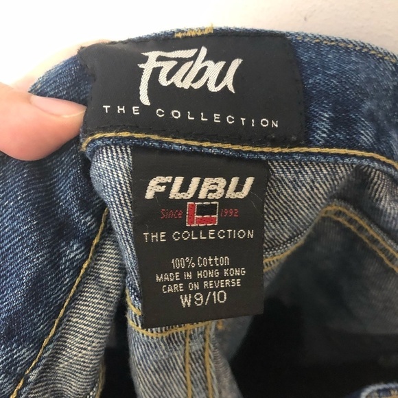 Fubu Embroidered Cropped Dark Wash Jeans - Picture 6 of 6